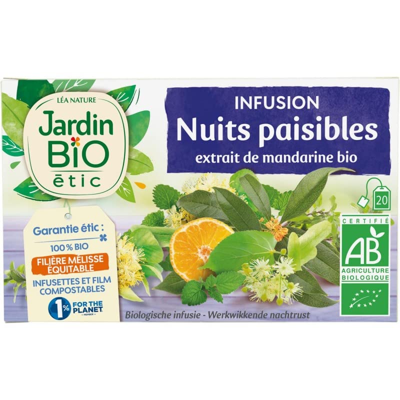 JARDIN BIO ETIC - Jardin Bio Étic Infusion Nuits Paisibles Bio 20 Sachets + Étui 30G - Lot De 4 - Vendu Par Lot