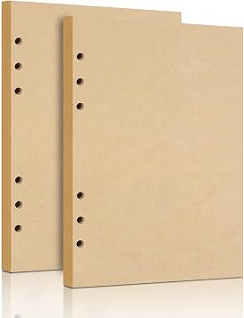 A5 Refill Paper, 2 Pack 6 Hole Unlined Blank Kraft Paper | 100GSM Thick Refillable Paper,Inserts Loose Leaf Paper,for A5 Size 6 Ring Binder Journal Notebook,160 Sheets 320 Pages