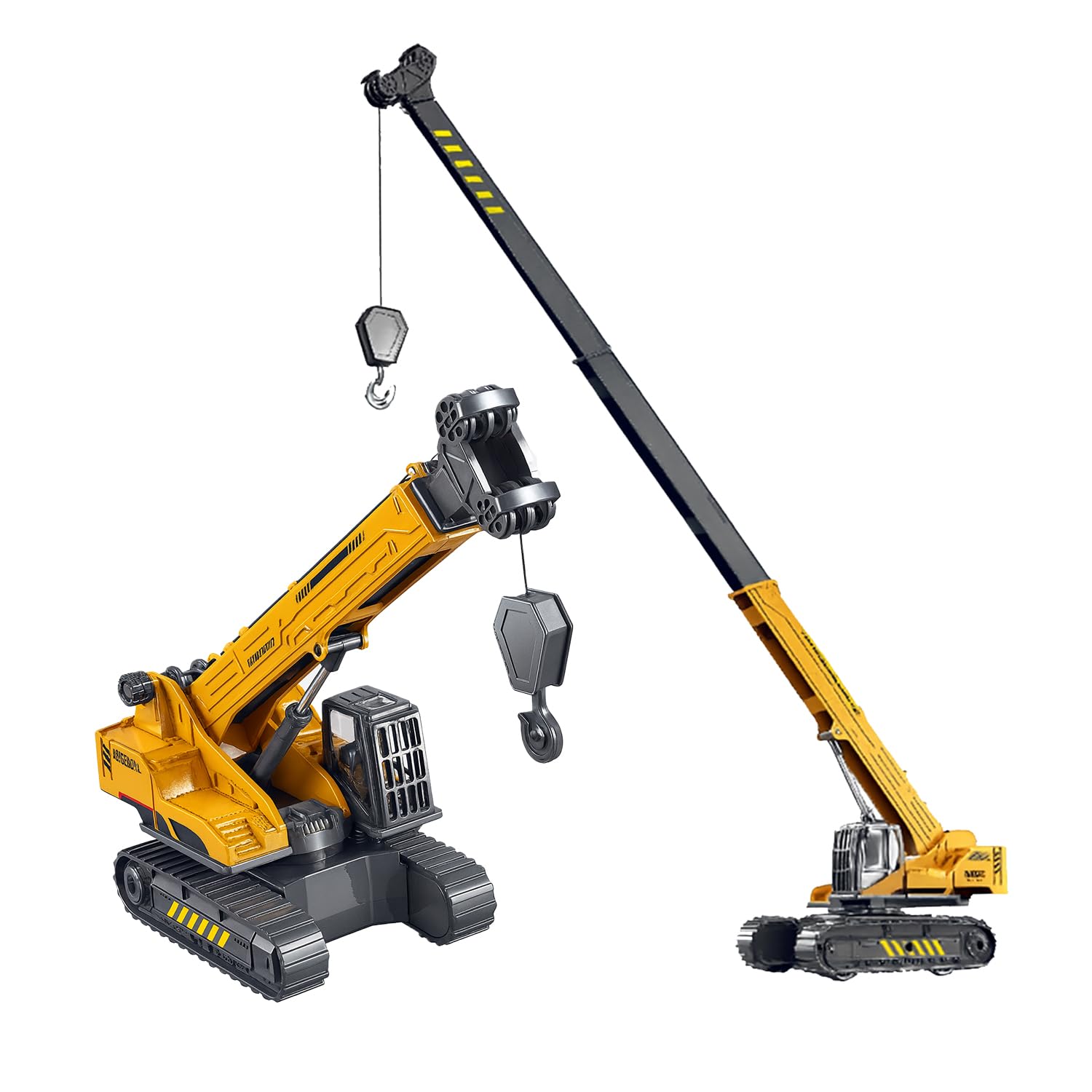 DEOXY Plastic Construction Long Crane Toy Vehicle with Rubber Track and 360 Degree Moving Parts Building Vehicles for Kids