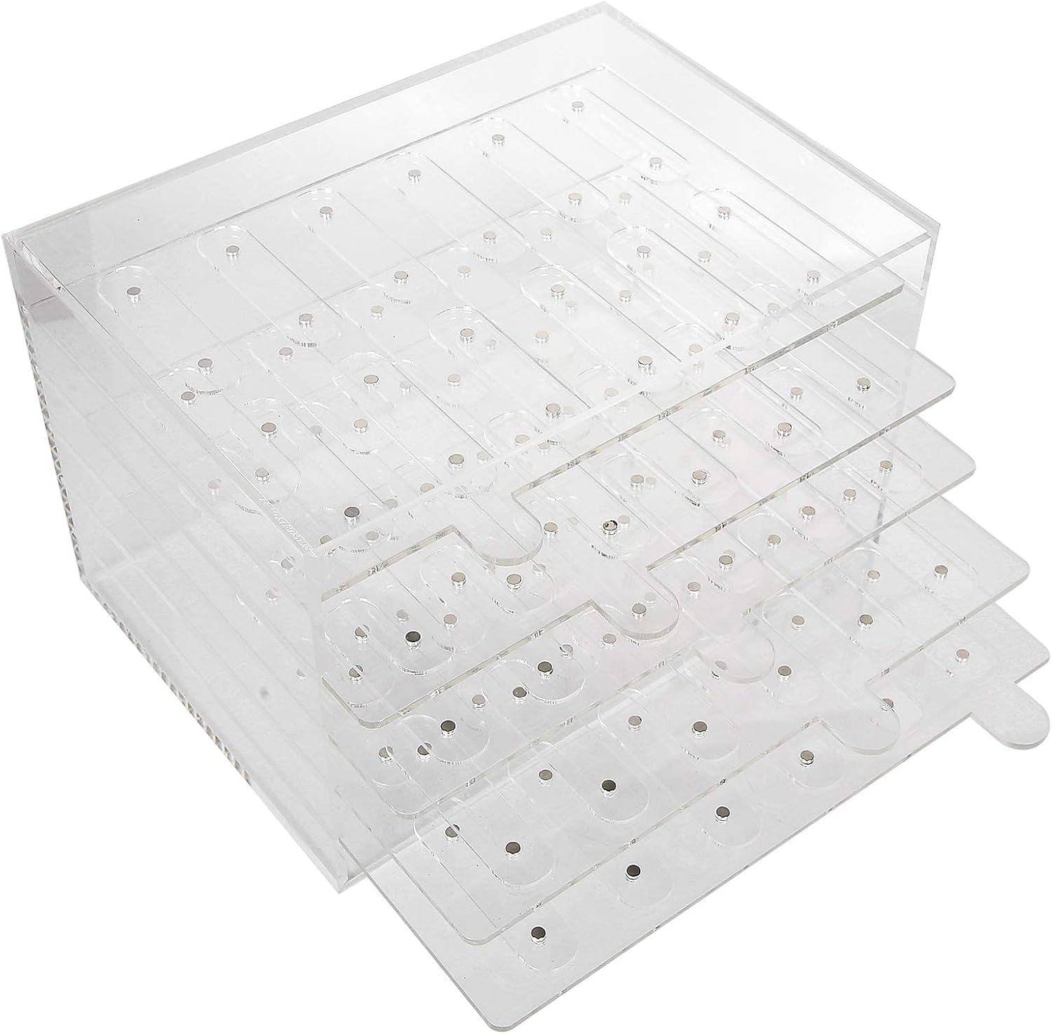 Magnet Transparent Nail Art Showing Holder, Nail Art Display Stand Acrylic 5 Layers 60 Grids Removable Magnetic Adsorption Desktop Rack with Movable for Salon Nail Art