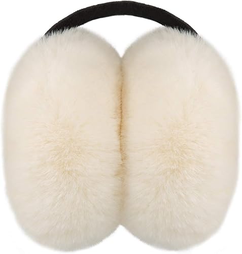 Miniatura 2 de Surblue - Lindas orejeras peludas de animales con diadema para invierno, cálidas, calentador de orejas de piel para exteriores