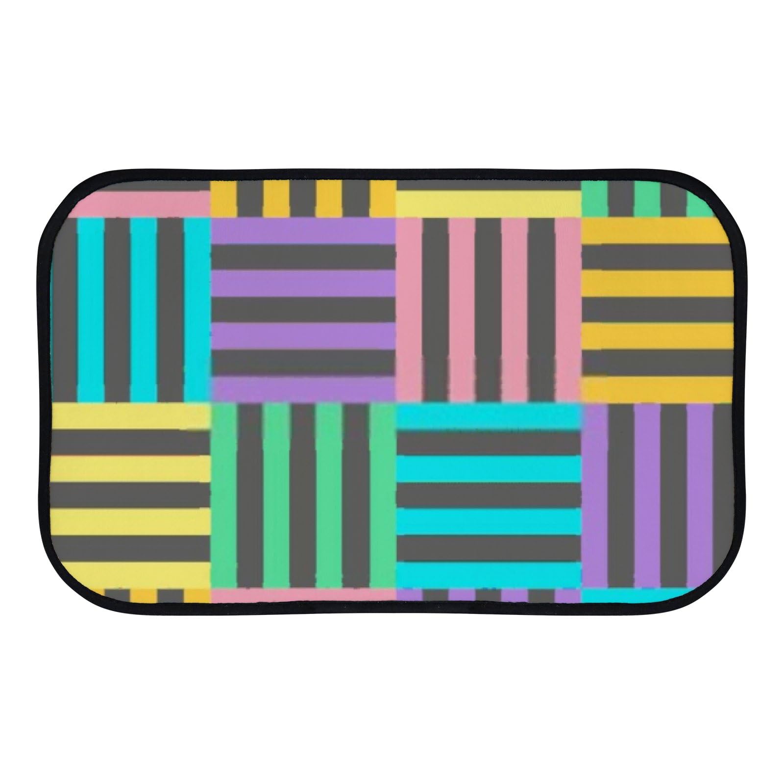 QAZPL Nuansexi Bathroom Rugs Geometry Pattern Colorful Lines Floor Mats Non Slip Bathmat Doormat Tub Mat Coral Velvet Absorbent Entrance Carpet Mats Machine Washable Bedroom Decor