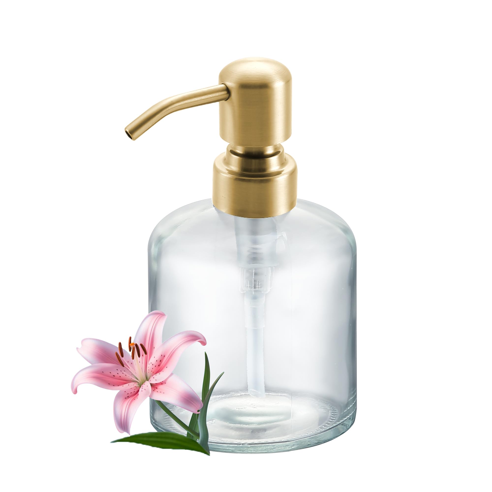 Japceit Glass Soap Dispenser Bottle, 14oz Kitchen Bathroom Hand Soap Pump Refillable Dishwashing Liquid Container With Press Top - View #4
