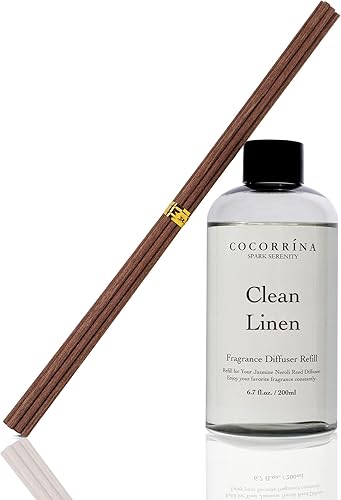 Miniatura 2 de Cocorrína Clean Linen - Aceite difusor de varillas perfumado con 8 varillas de fragancia para dormitorio, baño, difusor de aceite, decoración del