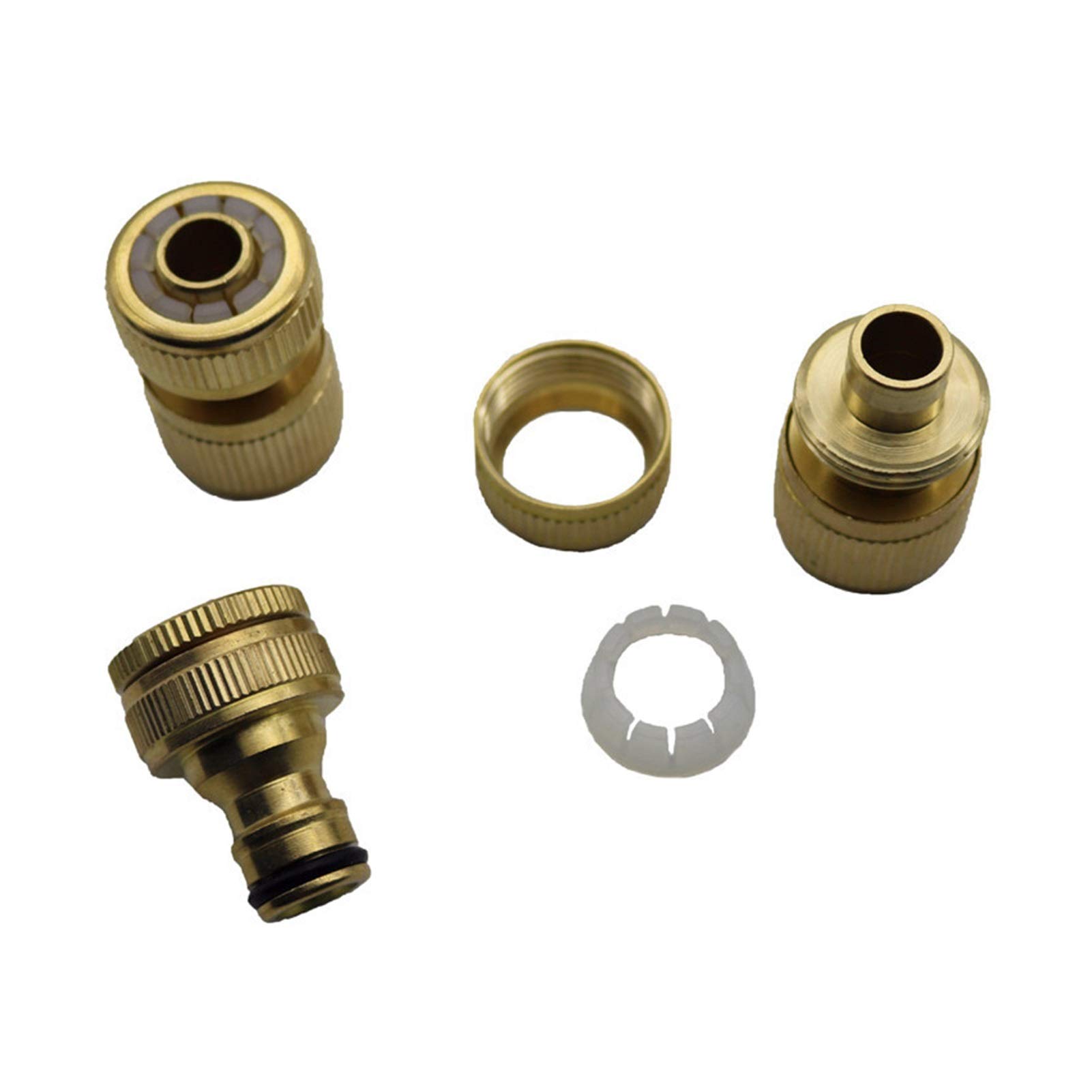 Adaptador de fontanería de jardín 5 juegos de accesorios de conexión de grifo de latón Accesorios de manguera de sello Lavadora industrial Accesorios de pistola de agua Sistema de riego