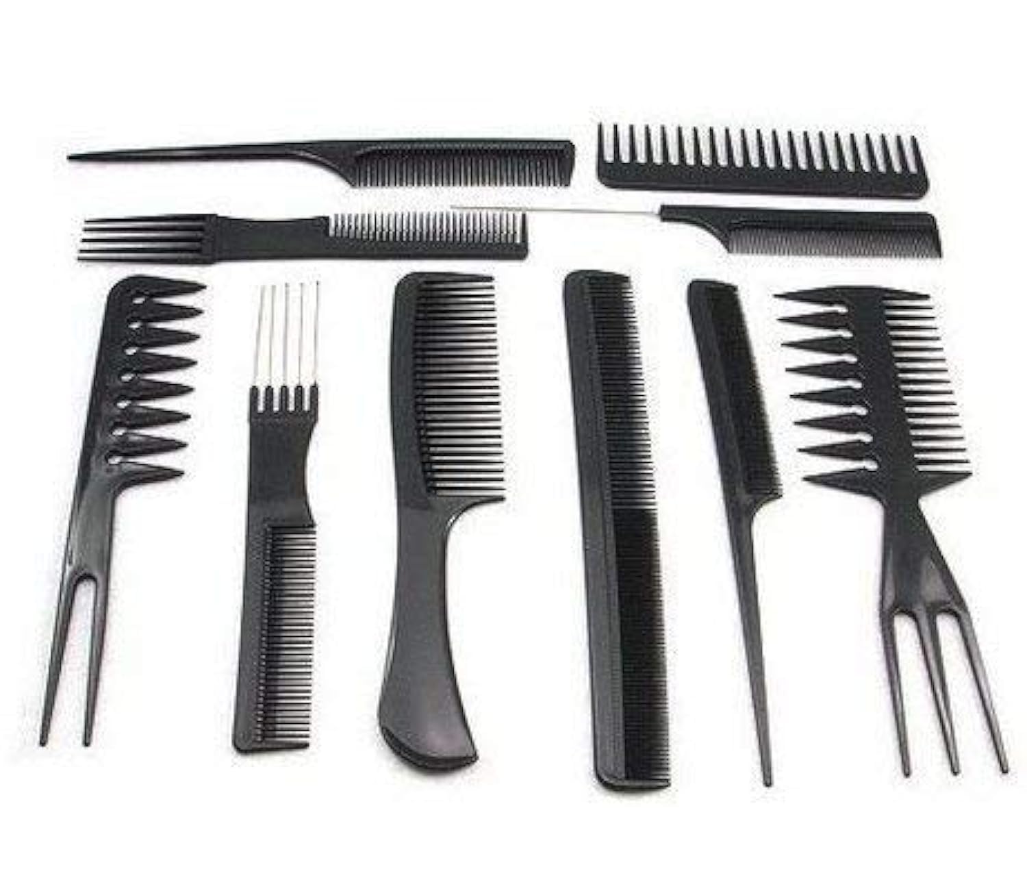 SHOWAY Professional Salon Hair Styling Comb set 10 pcs Hairdressing Stylists Barbers Combs Styling Comb Set for Barbers Straight Hair Comb Barbers Brush Black