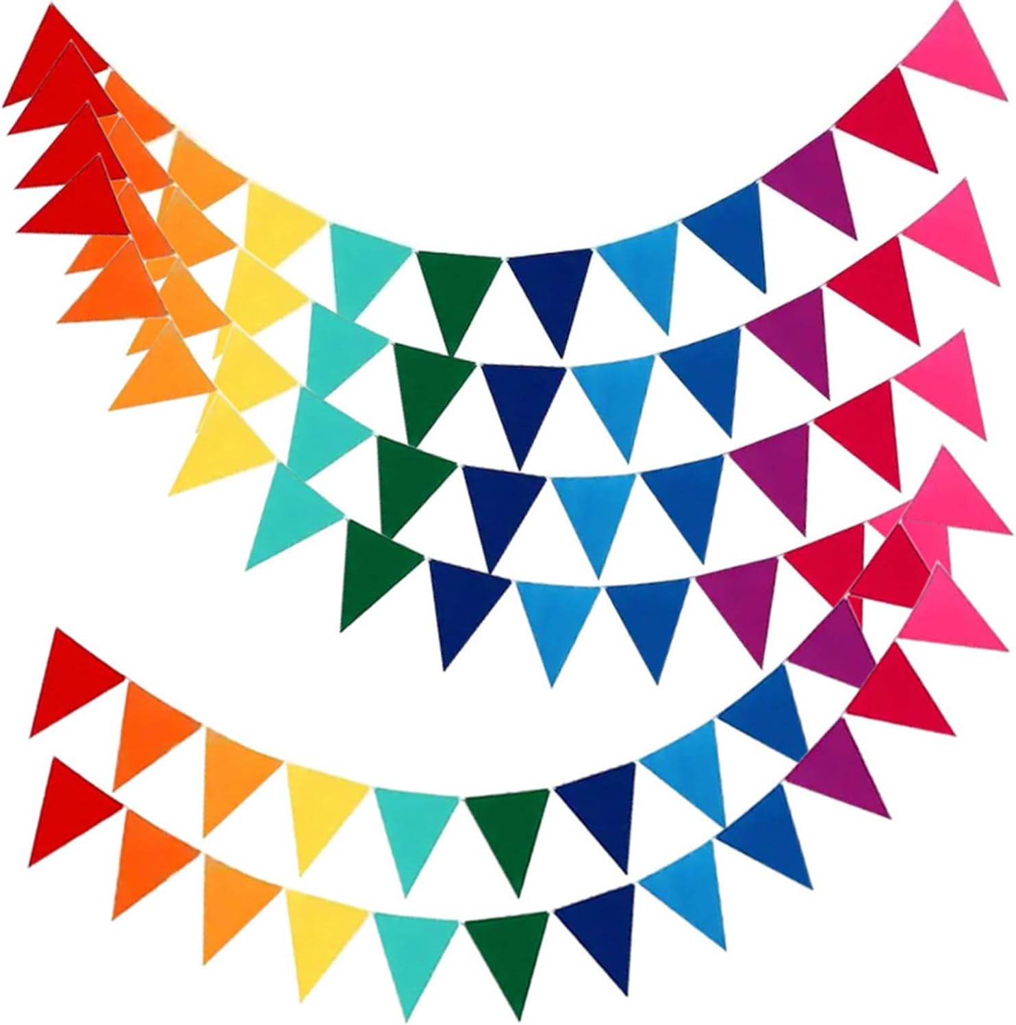 6 Sets Colorful Pennant Banner Flags Multicolor Bunting String Triangle Flags,Garland for Grand Opening, Carnival Theme Birthday Party Decoration Outdoor Events Classroom Decor
