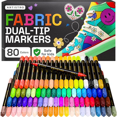 ARTISTRO 80 Dual-Tip Fabric Markers - Fabric Decorating Kit -