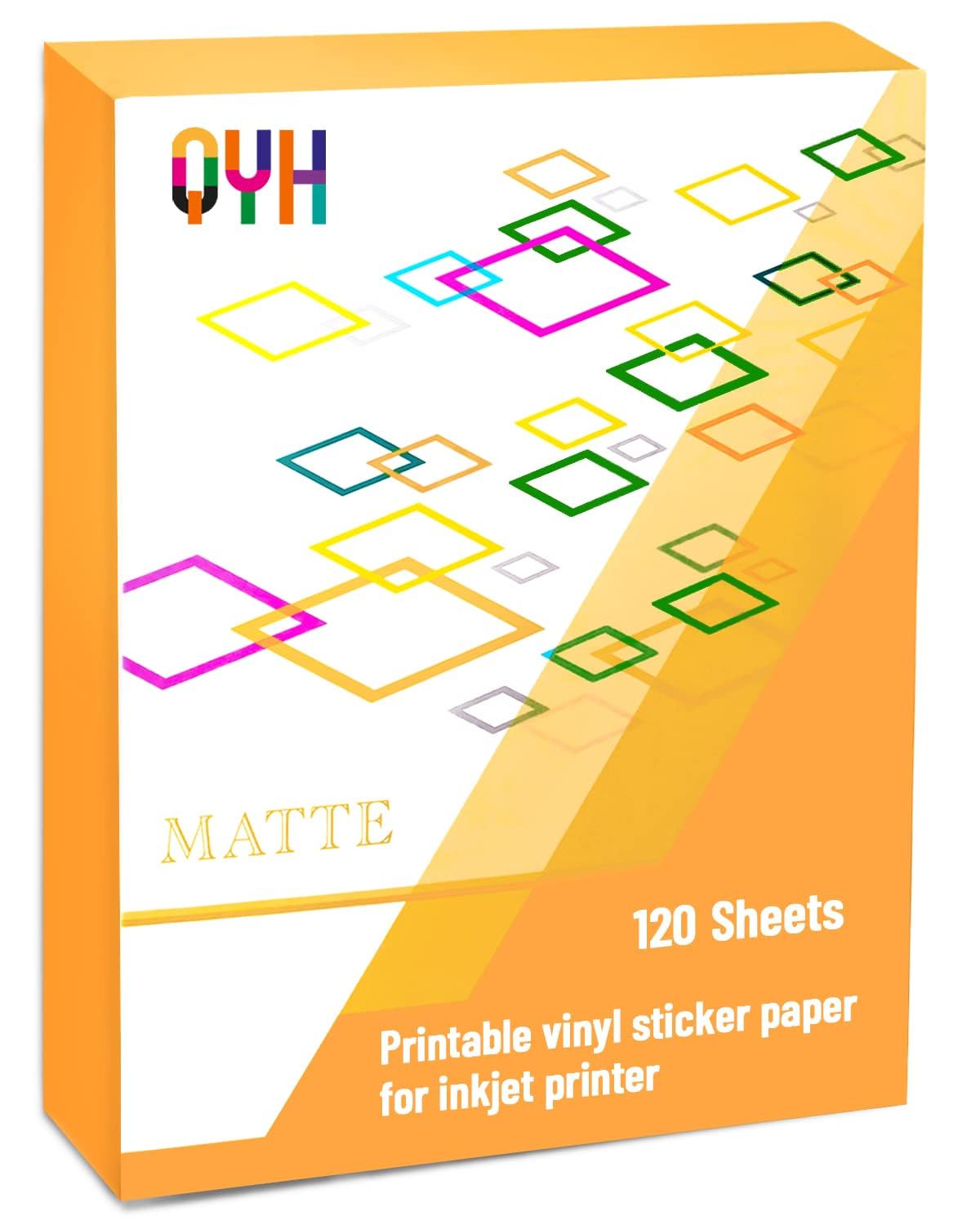 QYH Premium Printable Vinyl for Inkjet Printer-120 Matte Waterproof Sticker Paper 8.5" x 11" White Decal Labels