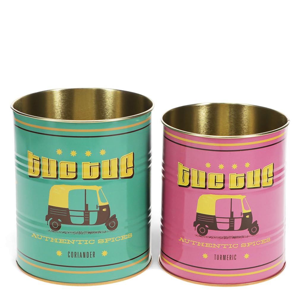 Rex London Storage Tin Set — Snack Tin Can Storage | Vintage Storage Tins | Retro Kitchen Accessories Decorative Tin | Tin Storage for Kitchen | Retro Decor Vintage Tin | Stackable Metal Tins