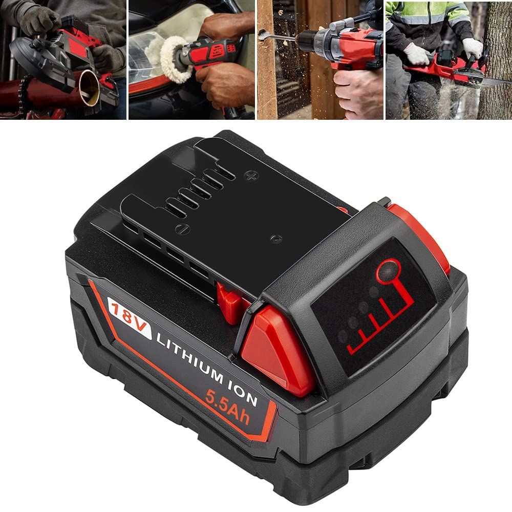 LabTEC Batería de repuesto para M18, Batería de litio de 18V 5500mAh para Milwaukee 18V M18 48-11-1840 48-11-1828 48-11-1820 48-11-1815 48-11-1850 para herramientas eléctricas