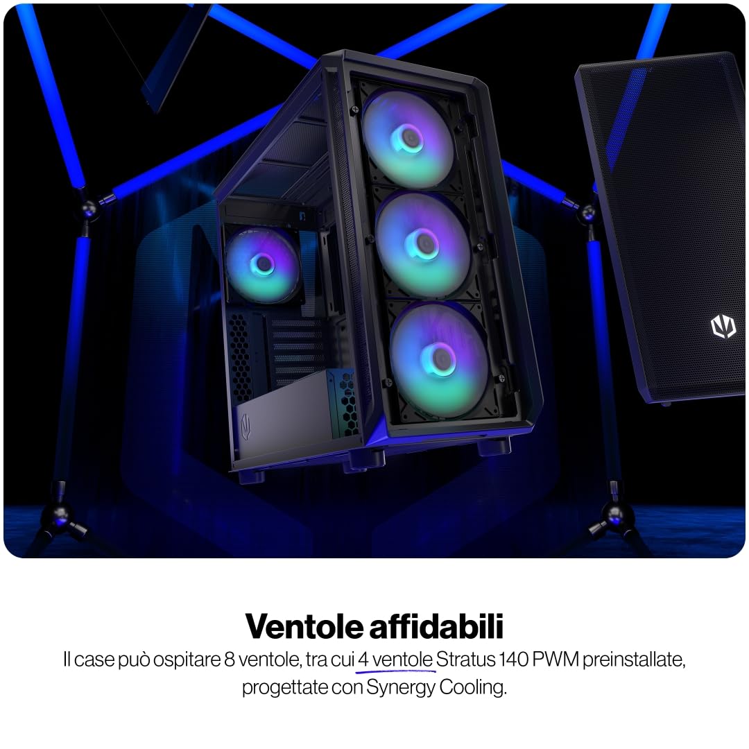 ENDORFY Arx 700 ARGB, case ATX spazioso, 4x ventole ARGB da 140 mm incluse, elevata compatibilità con molti componenti | EY2A013
