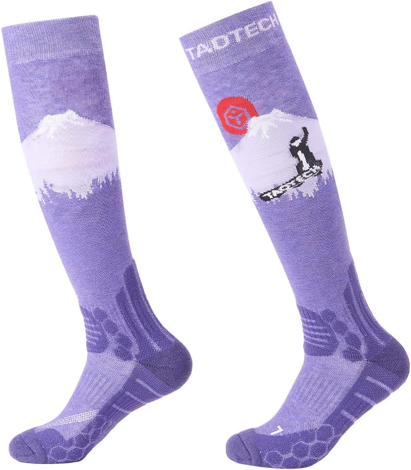 Snowboarding Socks, Merino Wool, Ski Socks, Sports, Outdoors, Mountain Climbing, Trekking, Thick, Compression, Cold Protection, Breathable, Antibacterial, Odor Resistant, Sweat Absorbent