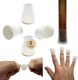 Extra Small Silicone Chair Leg Floor Protectors with Felt, FIT 19/32” to 15/16” Glide Chair Leg Caps Silicon Furniture Leg Feet Cover Bottom Slide Protect Hardwood Floors No Scratches No Noise 8 PCS