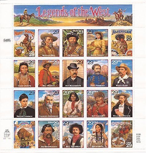 USA 1994 Legends of the American West Sheet of Postage Stamps, Catalog No 2869
