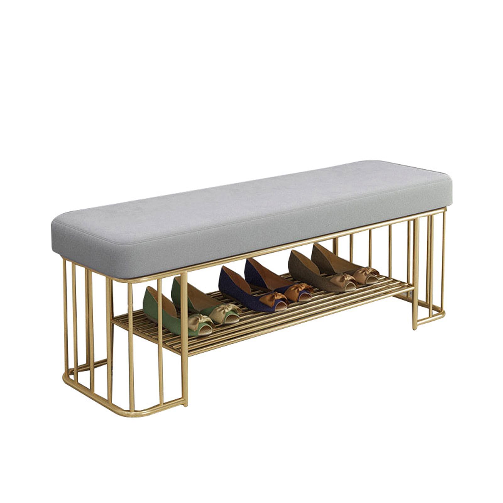 Banc de penderie en velours haut de gamme et structure de rangement