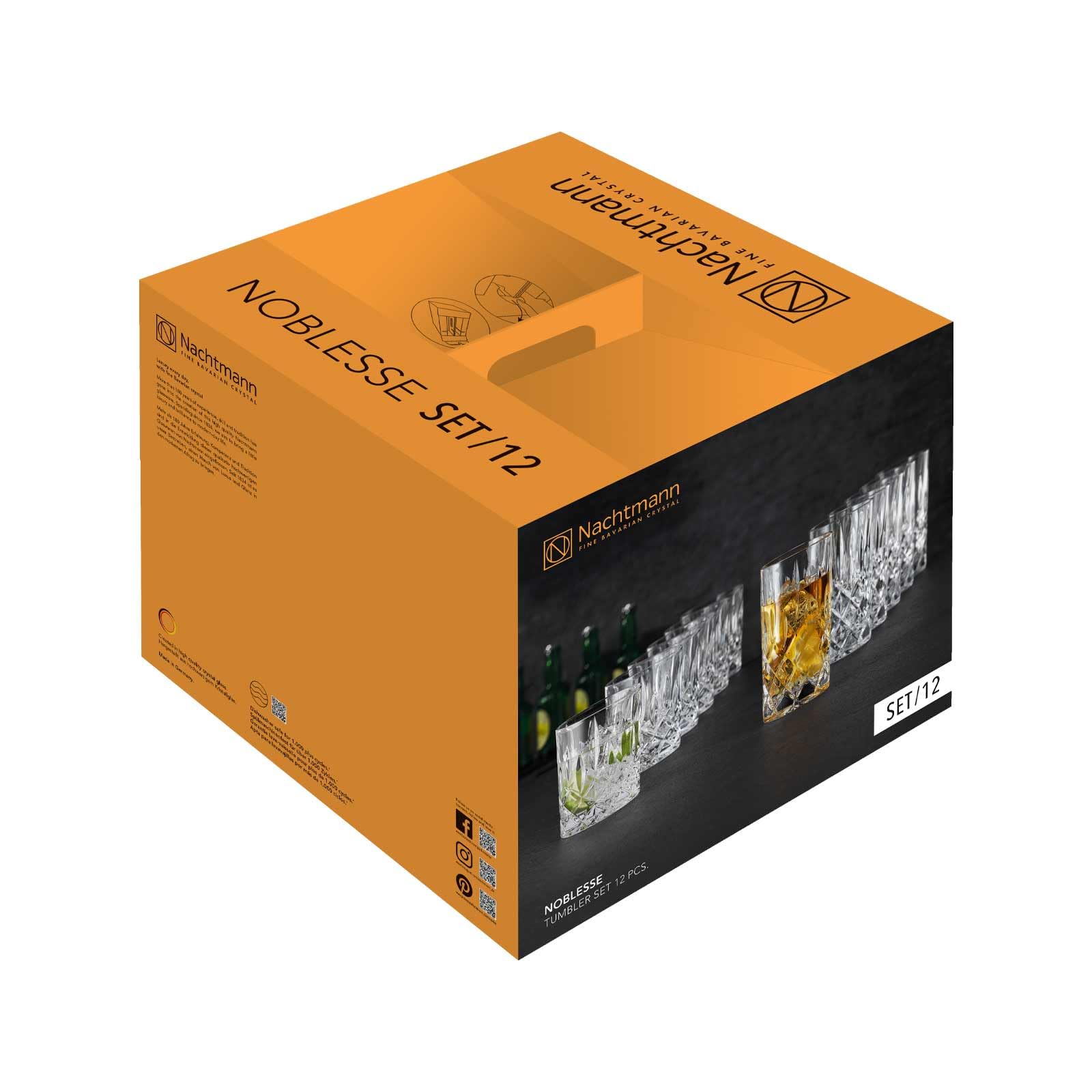 Spiegelau & Nachtmann, 12-częściowy zestaw szklanek barowych, po 6 szklanek do whisky i londrinków, szkło kryształowe, 375/275 ml, Noblesse 105440