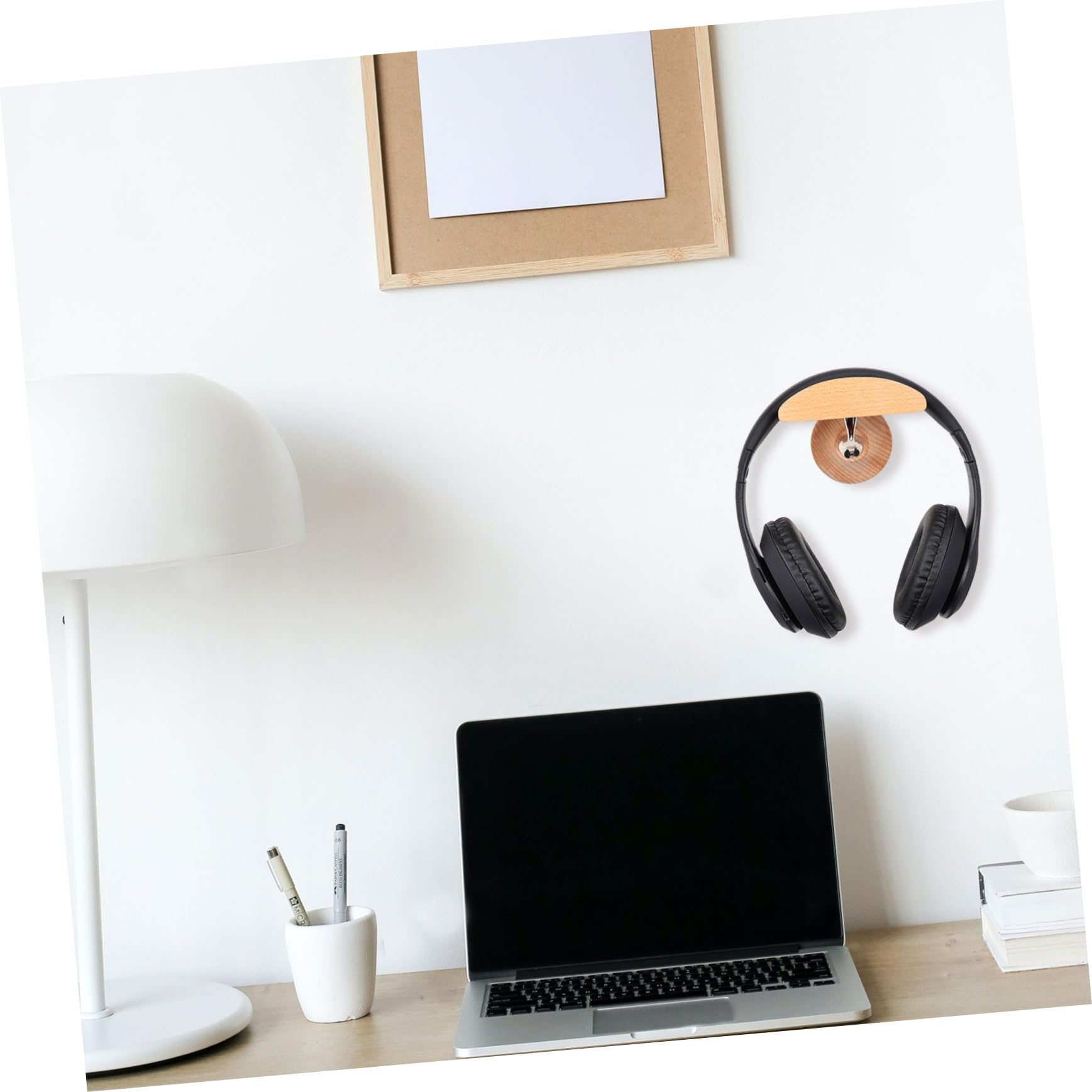 UKCOCO 2juegos Soporte De Auriculares De Pared Soporte De Madera Natural Para Auriculares Estante Duradero y Fácil De Instalar Diseño Daño La Pared