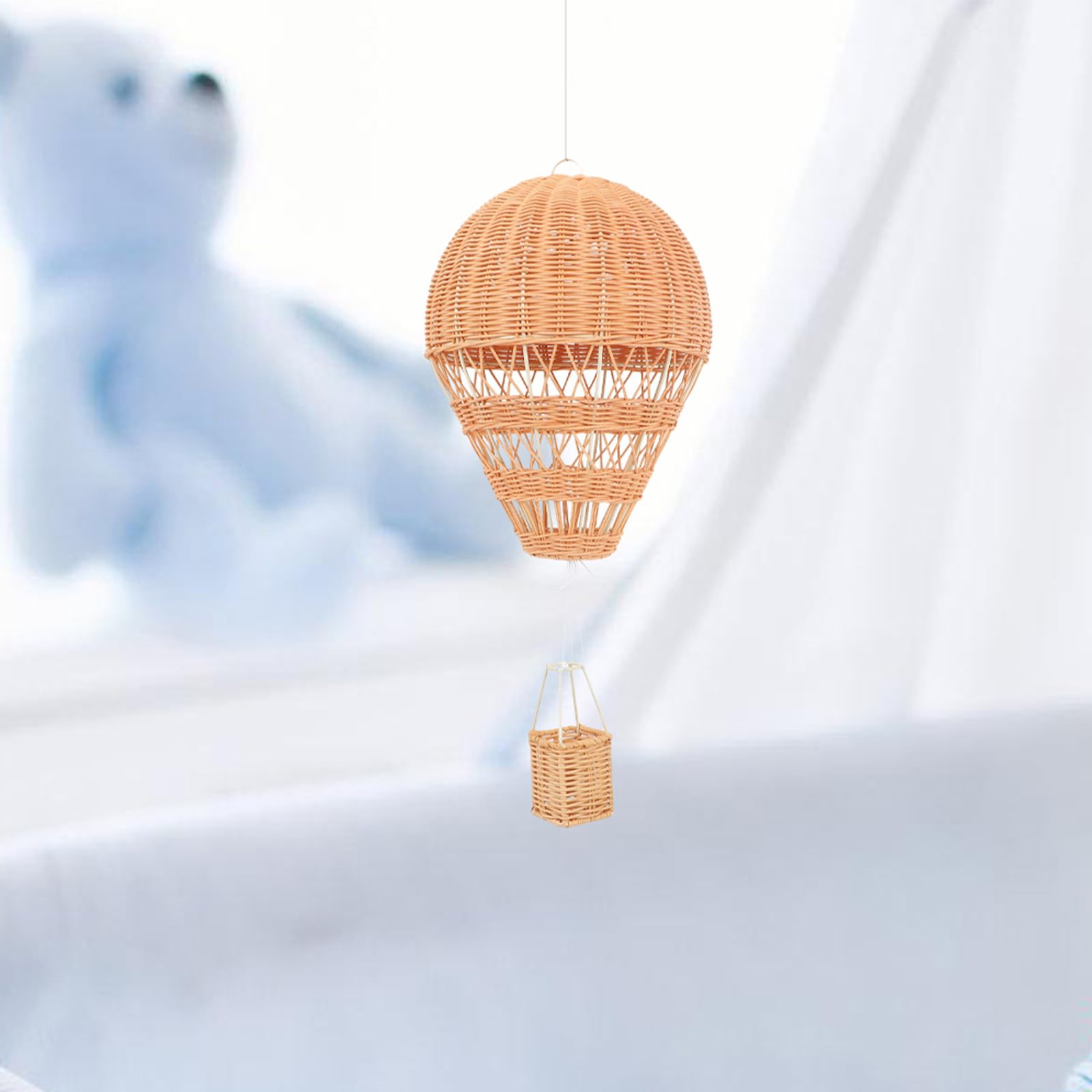Handgefertigter Rattan Heißluftballon in Natürlichem Khaki Spielerische Boho Hängedekoration für Kinderzimmer und Babyparty Dekoration