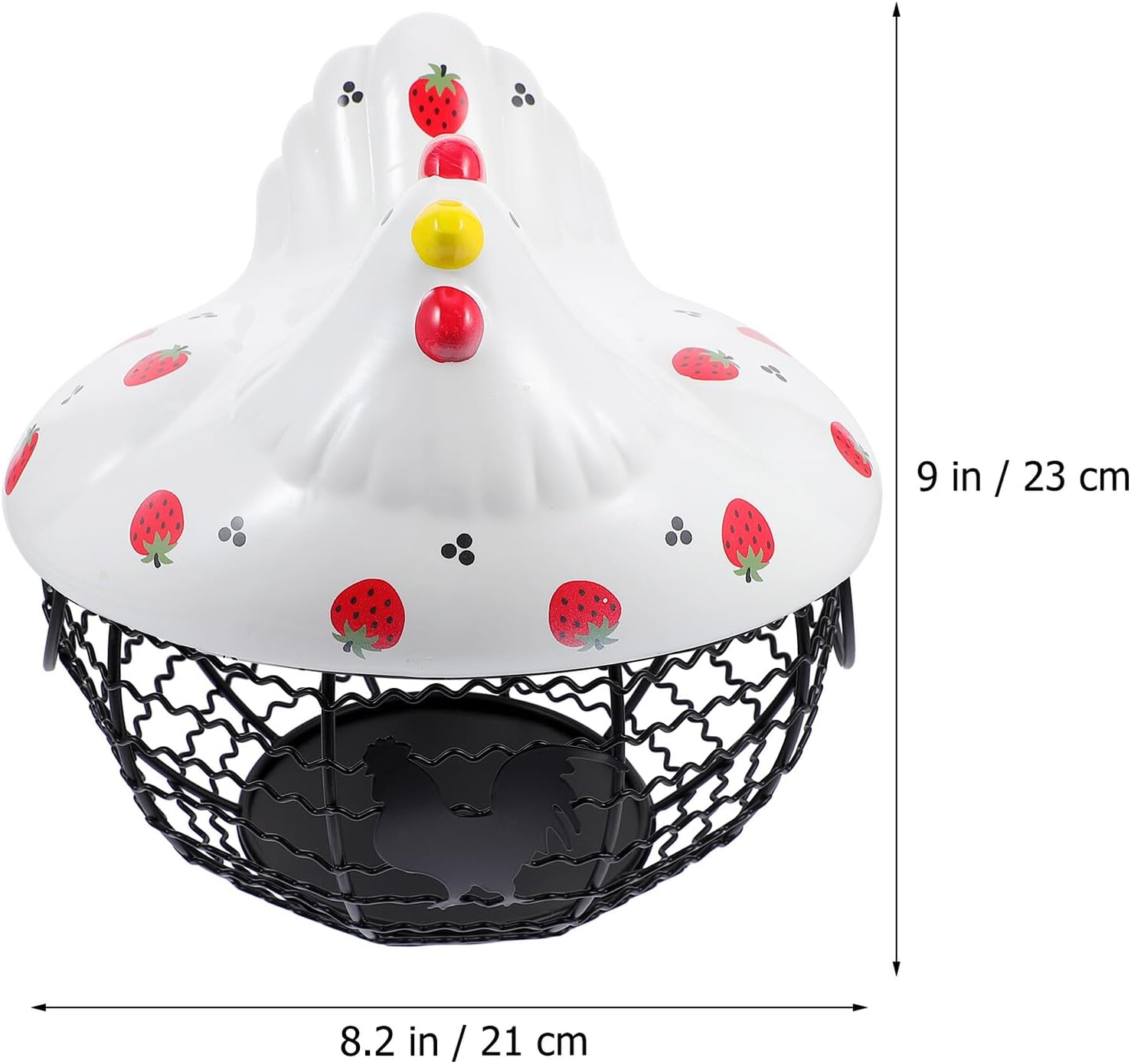 DOITOOL Iron Art Egg Storage Basket with Lid, Wire Fruit Organizer Basket for Kitchen Counter, Decorative Household Storage Container for Eggs and Sundries