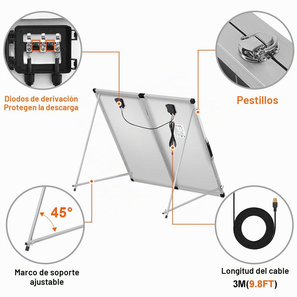 DOKIO Maleta solar plegable portátil de 150 W y 18 V, monocristalina, kit de panel solar plegable con controlador para cargar baterías de 12 voltios (AGM plomo/ácido tipo gel ventilado) RV Camping