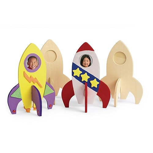 Miniatura 7 de Colorations Personaliza y decora individualmente marcos de fotos de naves estrellascohetes, gran proyecto de manualidades para niños, 12 marcos de