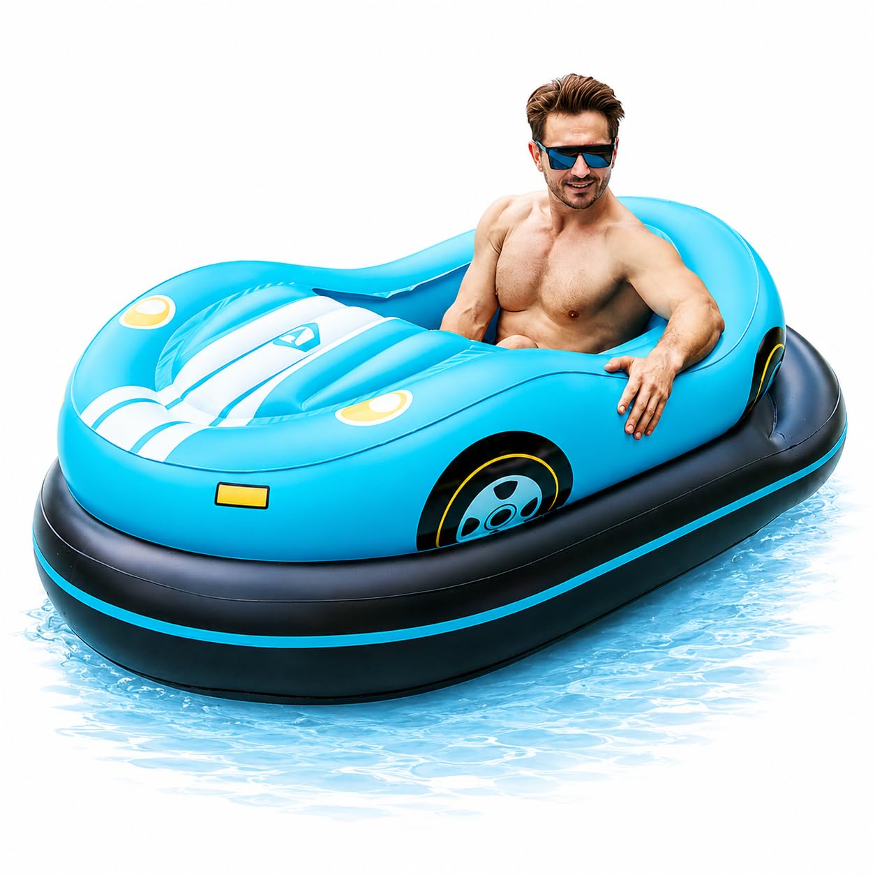 Motorized Inflatable Pool Float, Electric Mini Jet Boat for Adults Blue