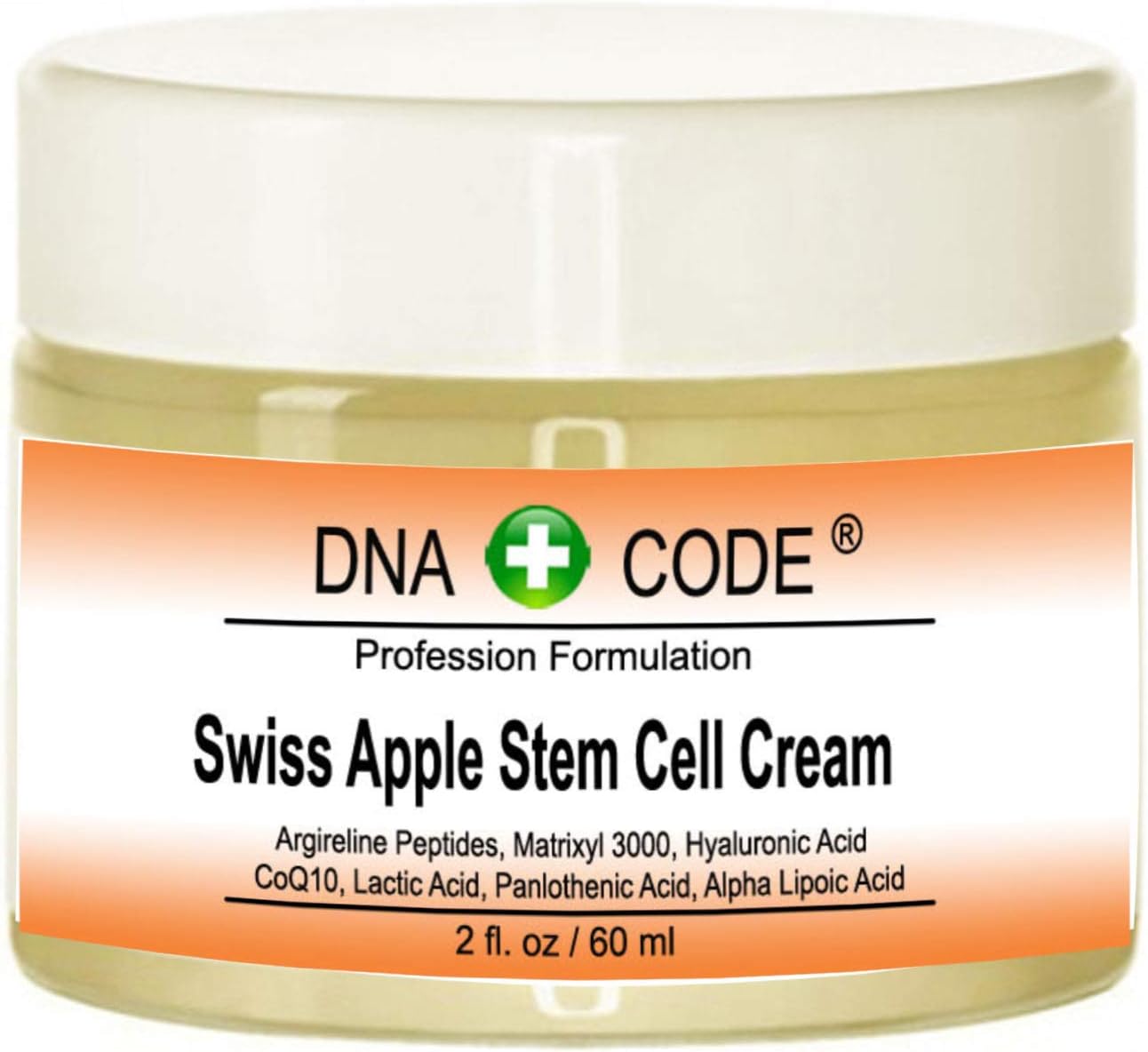 Swiss Apple Stem Cell Cream w/Argireline, Matrixyl 3000, Hyaluronic Acid, CoQ10. Big 2 OZ or 4 OZ