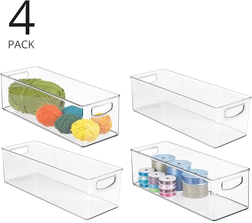Miniatura 2 de mDesign Contenedor organizador de plástico para artes y manualidades, caja de suministros para pasatiempos con asas para la escuela y el hogar,