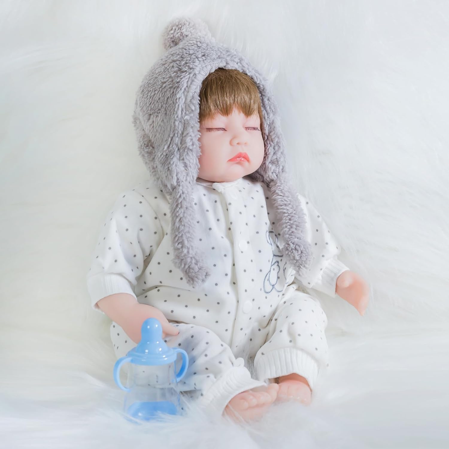ENADOLL Realistic Reborn Baby Doll - 16 inches Real Life Newborn Baby Dolls, Adorable Lifelike Babies, Weighted Reborn Toddler Gifts Set for Kids Grandma (White Twin Boy)