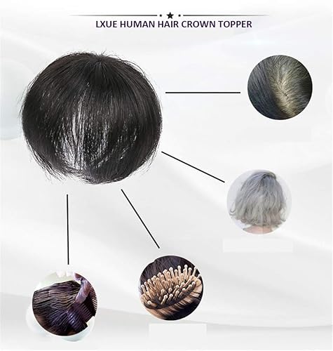 Miniatura 4 de Toppers de cabello humano real para mujeres con calvicie, extensiones de cabello con clip en la parte superior para mujer, 8 pulgadas, marrón oscuro