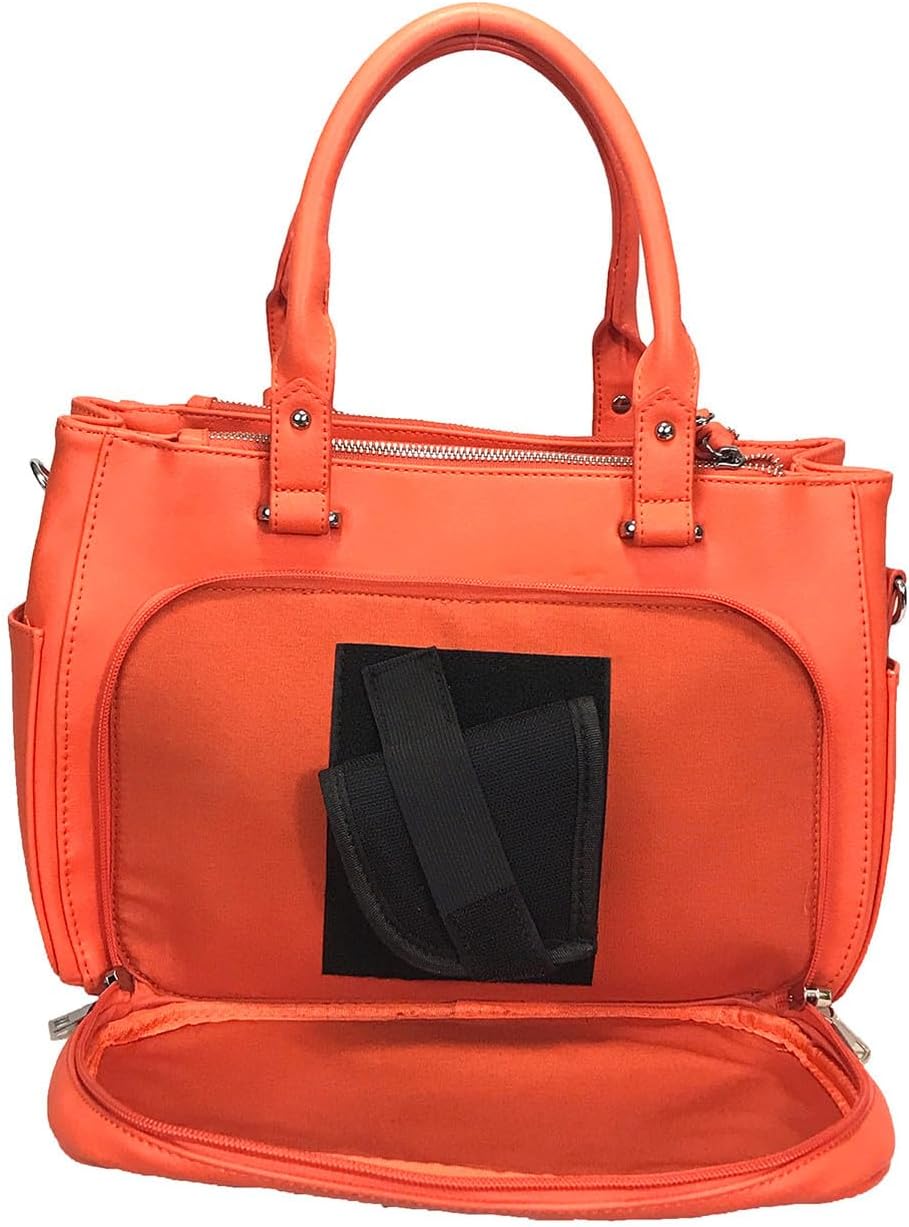 Multi Zippers Fashion Locking Faux Leather Concealed Carry Gun Shoulder Bag - Image 6