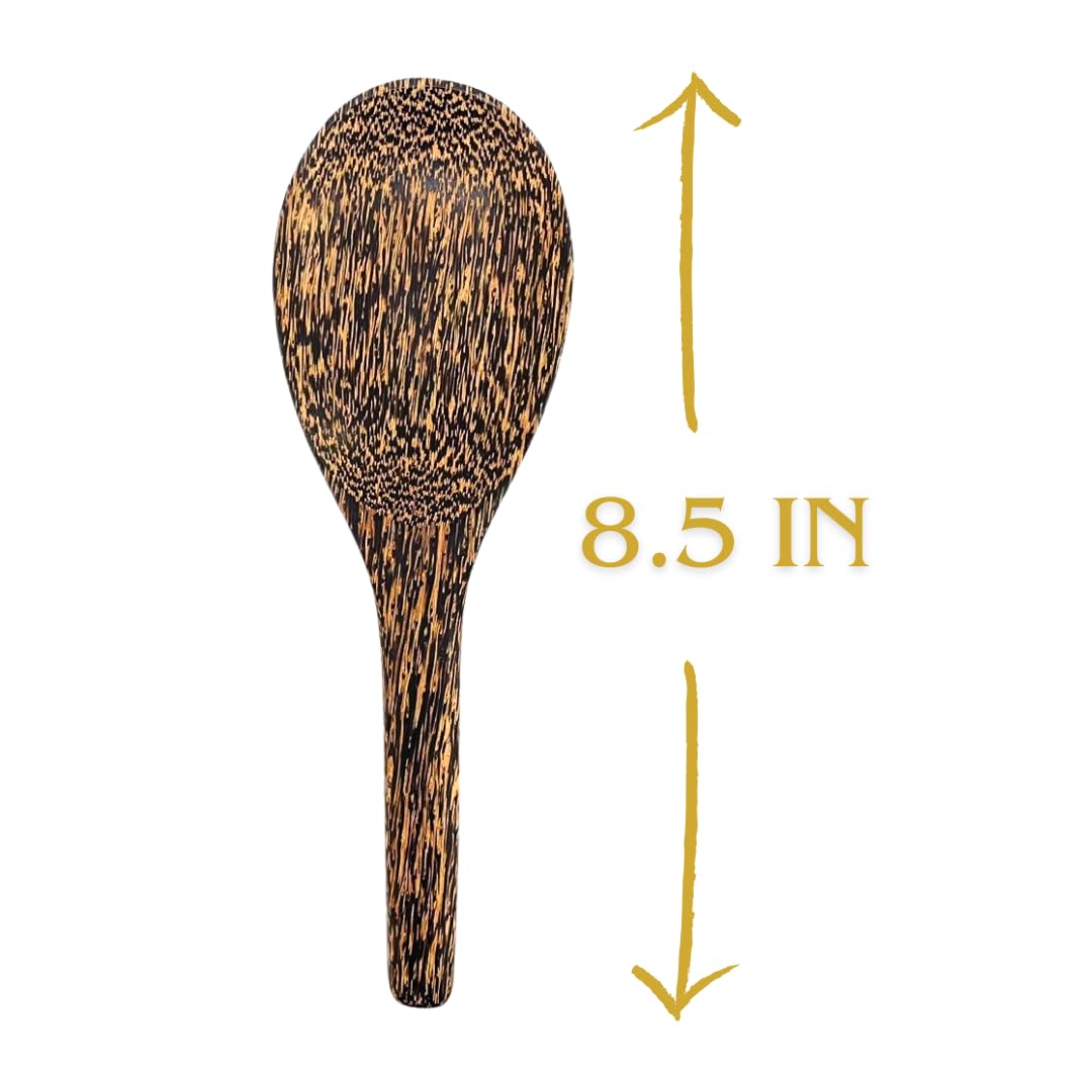 Asian Kitchen Rice Paddle, Set of 2 Natural wood ladles For Cooking Kitchen