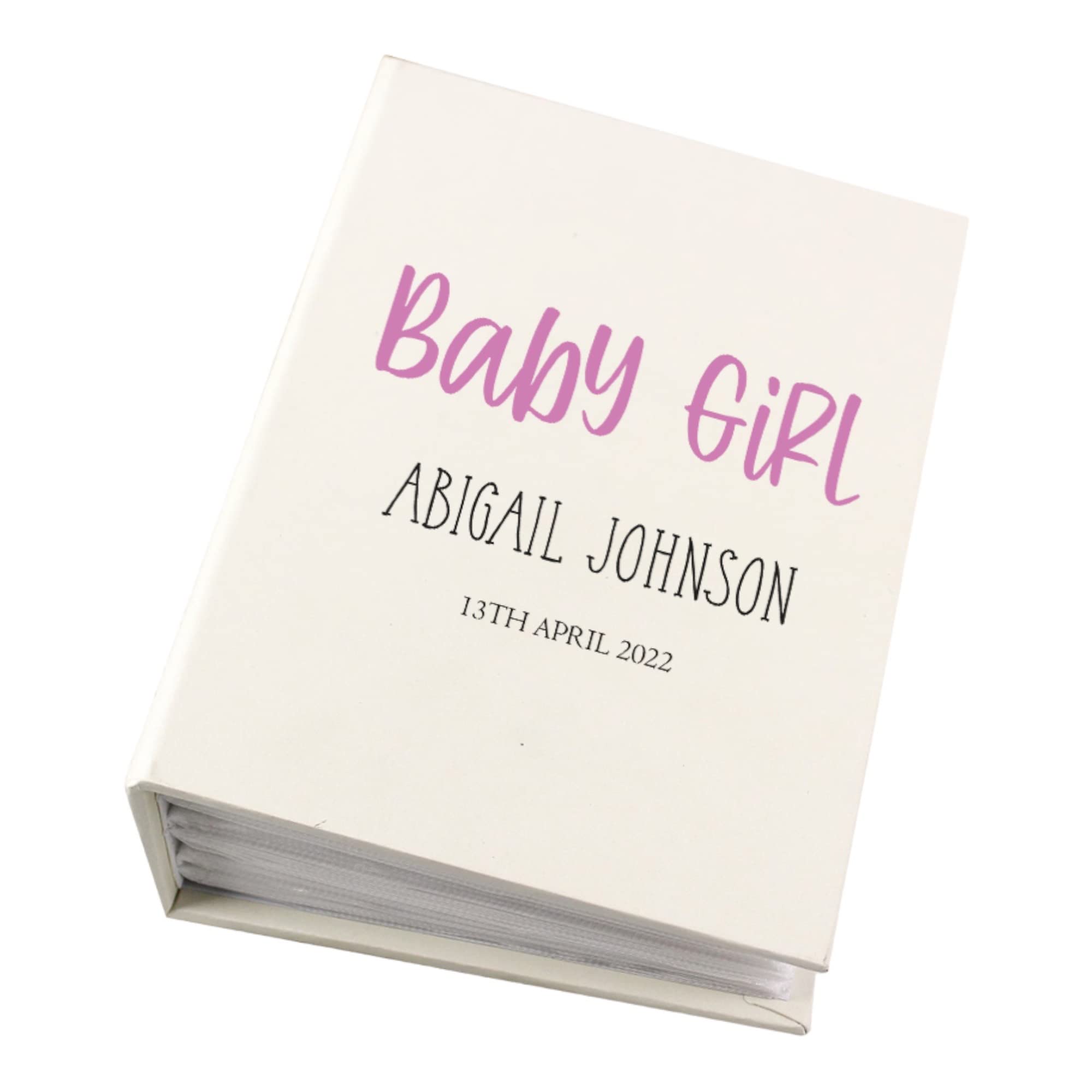 Personalised Baby Girl Photo Album With Sleeves 100 x 6x4 Capacity
