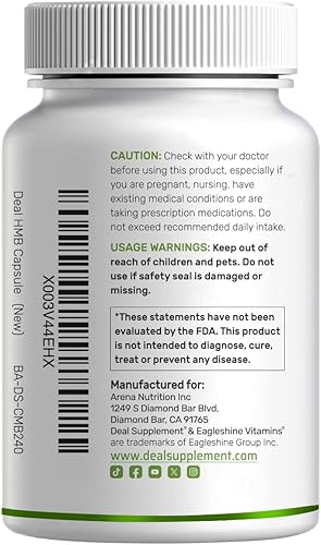 Vista 8 de Suplementos HMB ultra fuertes 3,000 mg por porción, 240 cápsulas Probado por terceros Apoya el crecimiento muscular, la retención y la masa