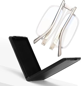 SKYOAK Evolved Folding Reading Glasses For Women Men Blue Light Blocking Anti UV Eyestrain Foldable Portable Compact Readers with Flat Hard Case Pocket Computer glasses 3.25 CLEAR