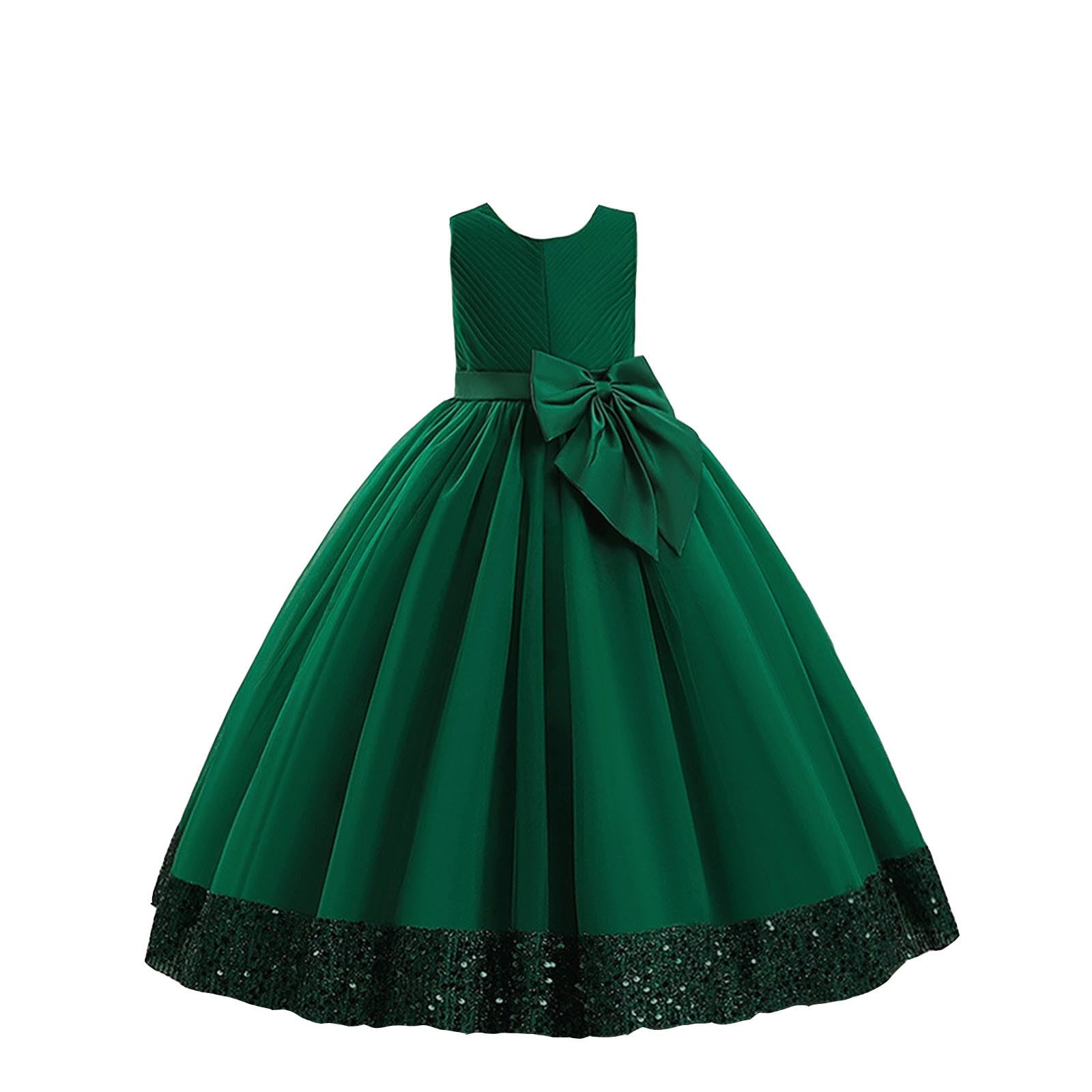 Genérico 2027-Vestido Infantil Lentejuelas Flores Tul Gasa Encaje Princesa Elegante Cómodo Niña Ocasión Especial Cumpleaños Bodas
