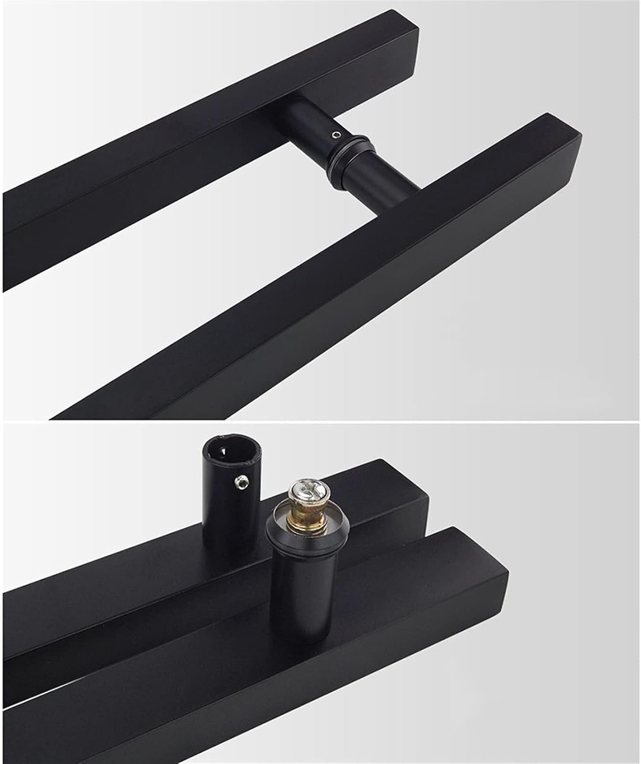 Gate Hardware Push-Pull Stainless Steel Square Tube Glass Door Handle/Sliding Wooden Barn Door Handle-Black/Silver,7 Sizes (Color : Black, Size : 500x300mm)