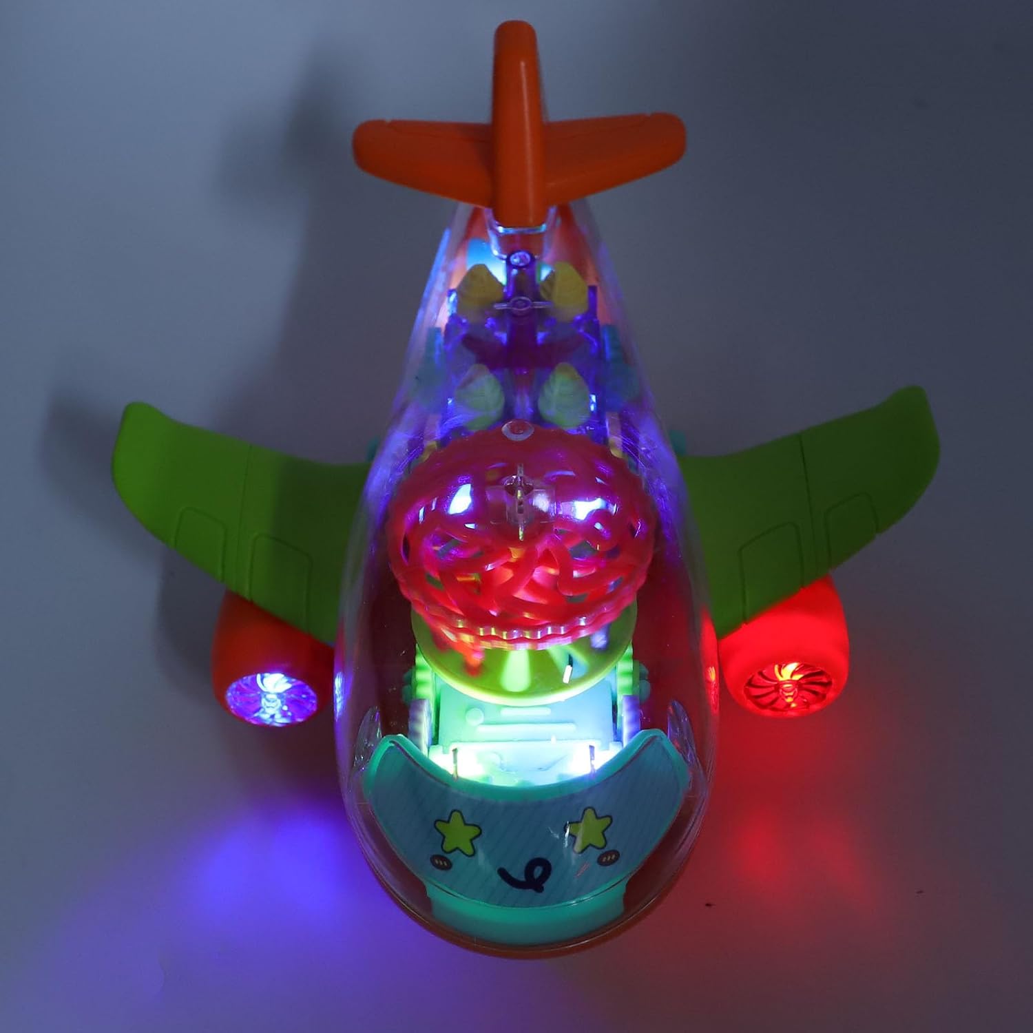 TOPINCN Electric Airplane Plaything, Transparent Gear Aircraft Replica, Simulation Flight Model with Music and Light, Educational Learning Play Figure for Toddlers Boys Girls