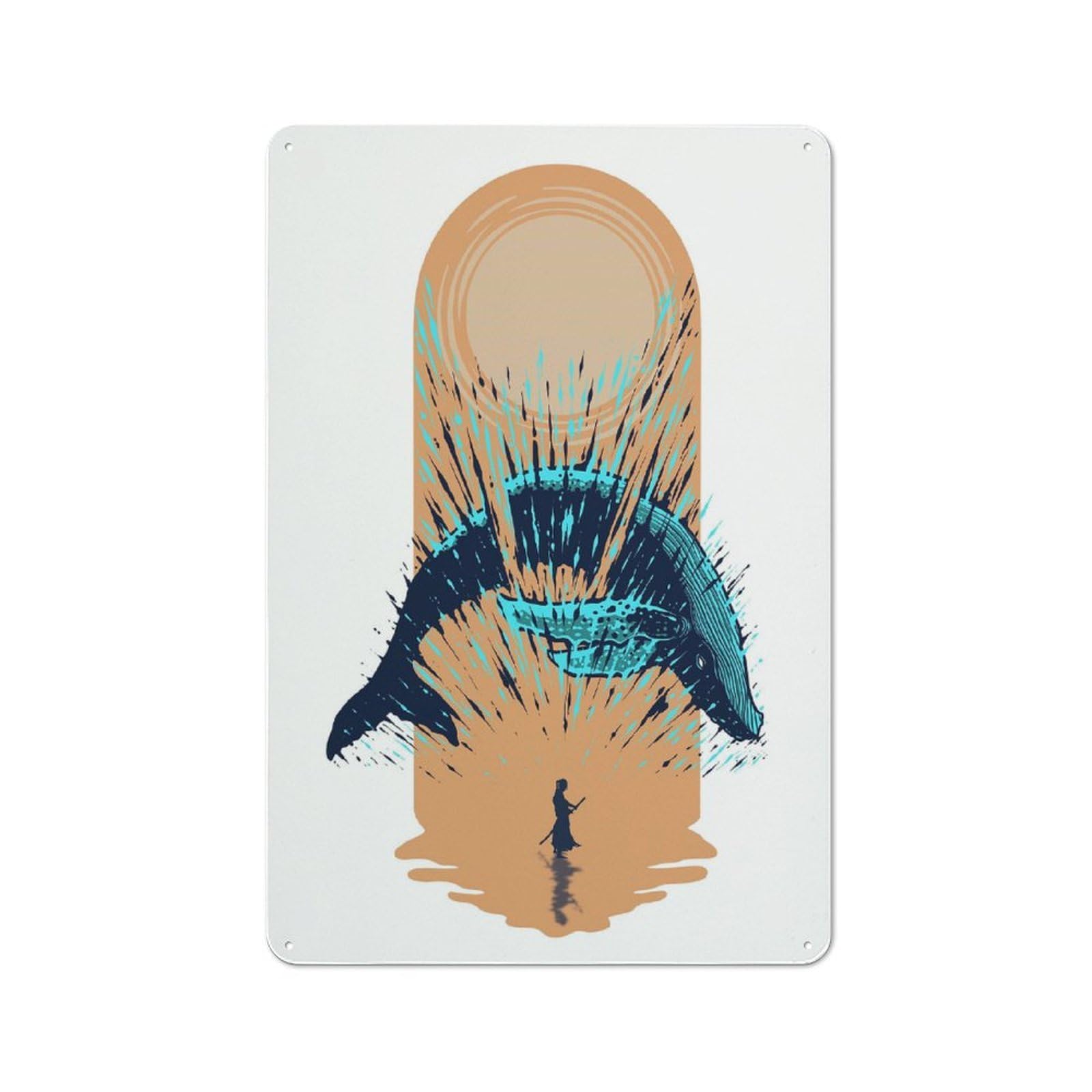 Junmoney Humpback Whale Slice Tin Wall Plaque 30X20cm With For Workshop Wall, Suited To Workshop Decor Fans, For Retro Home Interiors
