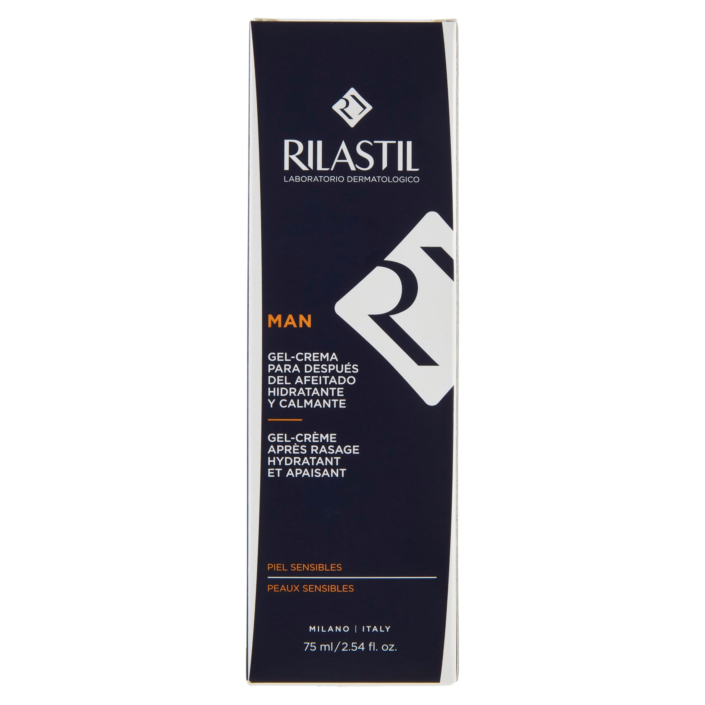 Rilastil Man Gel Crema Dopobarba, Trattamento Idratante e Riequilibrante, Pelli Sensibili, Normali e Miste, Riequilibrante e Lenitivo, con Acido Ialuronico, Confezione da 75ml
