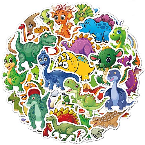 FEEWELL 50 Pcs Baby Dinosaur Stickers, Cute Cartoon Stickers for Hydro Flask Water Bottles, Waterproof Vinyl Laptop Decal Stickers, Ideal Gifts for Kids Teens and Adults