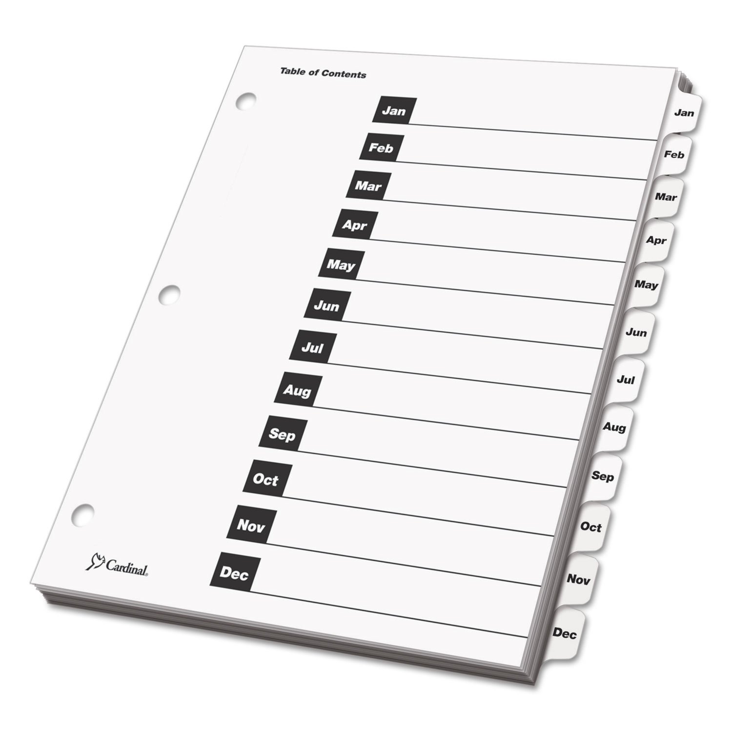 Amazon.com : Cardinal OneStep Index System, 12-Tab, Monthly, White