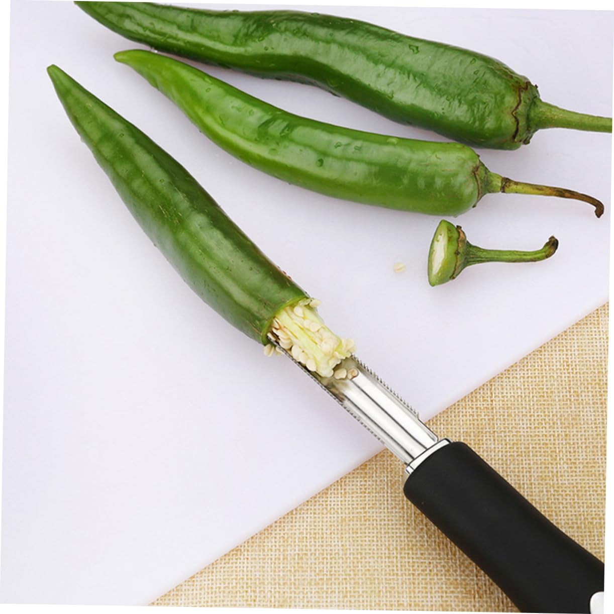 Cabilock Descorazonador De Pimientos De Inoxidable Herramienta Práctica Para Cocinas De Usar Para Quitar Núcleos De Chiles Y 2 Piezas X 5