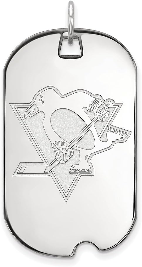 Pittsburgh Penguins Large (3/4 Inch) Dog Tag (14k White Gold)
