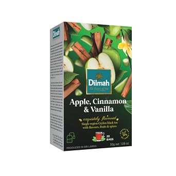 Dilmah Apple Cinnamon & Vanilla Black Tea 20 Tea Bags | Exquisitely Flavoured Ceylon Black Tea