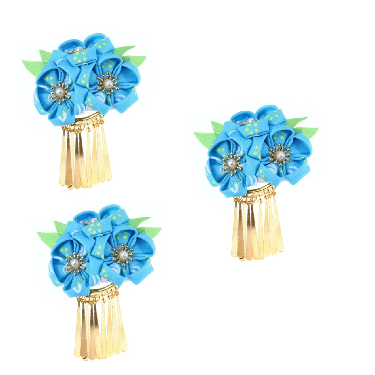 Wedding headwear,3pcs Red Hair Accessories Kimono Hair Clip Flower Clip Hairpin Bobby