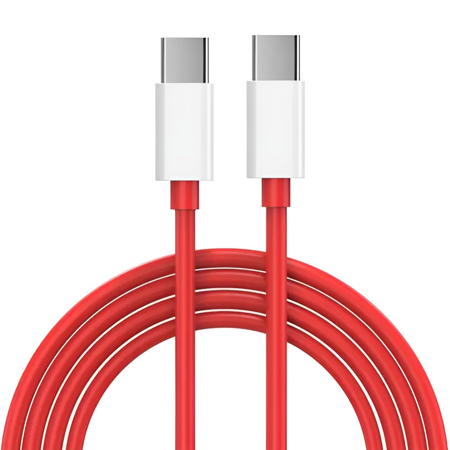 One plus Type-C to Type-C Charger Cable For Realmee C55 Original 65W Dash/Warp/SuperVooc Fast Charging Data Cord, USB C Charger Adapter Cord, 6.5A C TO C PD Data Sync Fast Cable (KZ1,Red)