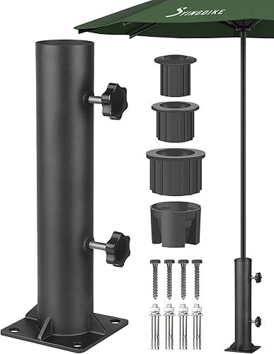 Base de soporte para sombrilla de patio, soporte reforzado y resistente para sombrilla para exteriores y abrazadera en cubiertas, soporte de