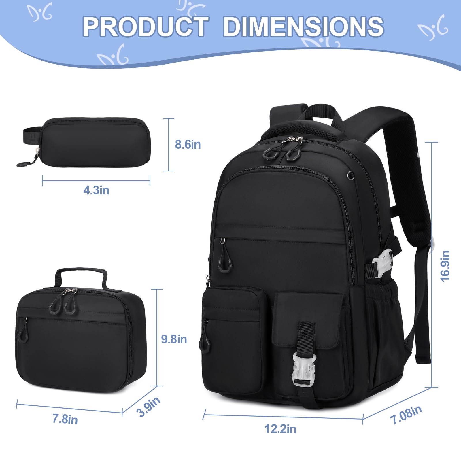DIGOBAY Mochilas para niñas adolescentes, Negro -, /, /